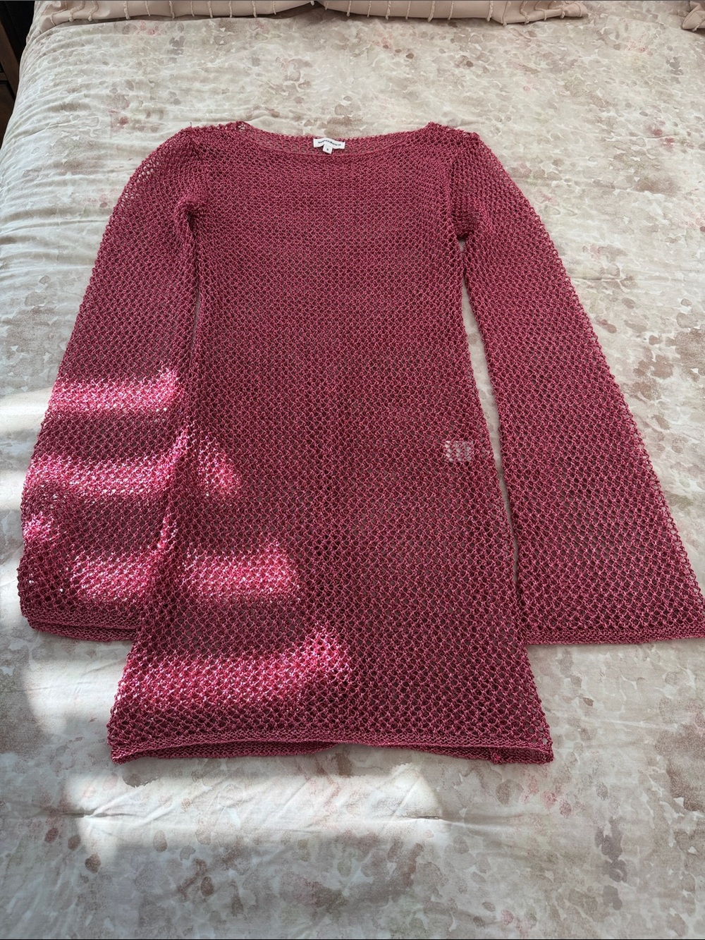 superdown Rose Pink Crochet Swim Coverup Tunic